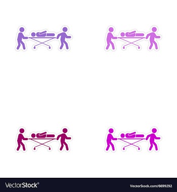 Set of stickers patients are on stretchers white vector image