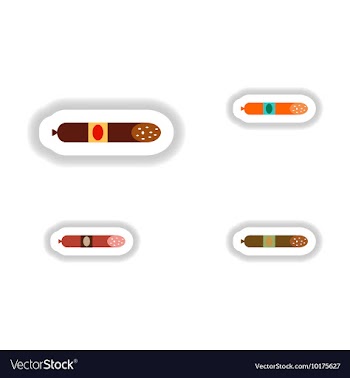Set of stickers pudding sausage with lard vector image