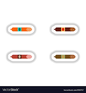 Set of stickers pudding sausage with lard vector image