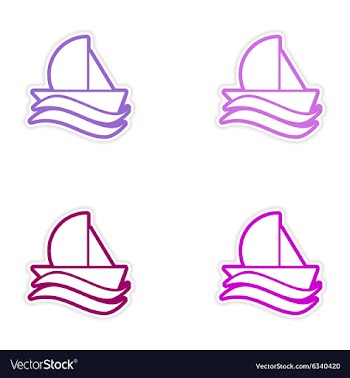 Set of stickers sailing ship on white background vector image