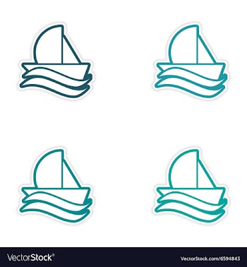 Set of stickers sailing ship on white background vector image