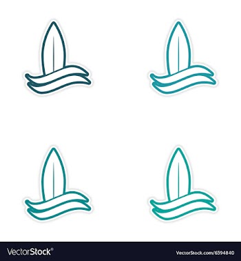 Set of stickers surfboard on white background vector image
