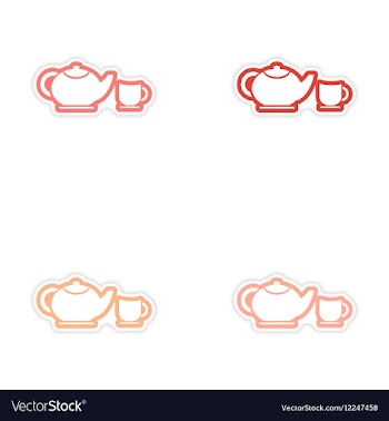 Set of stickers teapot and cup on white background vector image