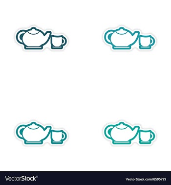 Set of stickers teapot and cup on white background vector image