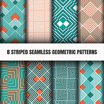 Set of striped seamless geometric patterns Free Vector