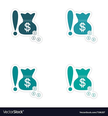 Set of stylish sticker on paper bag money and vector image