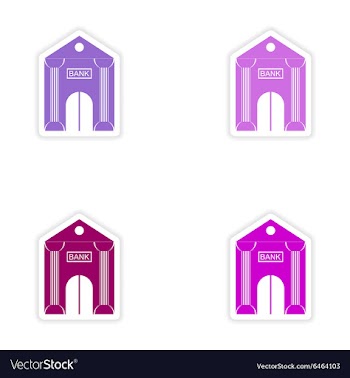 Set of stylish sticker on paper bank building vector image