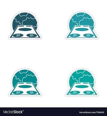 Set of stylish sticker on paper banknotes and vector image