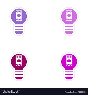 Set of stylish sticker on paper bill in light bulb vector image
