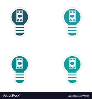 Set of stylish sticker on paper bill in light bulb vector image
