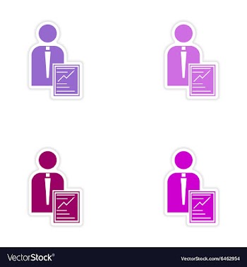 Set of stylish sticker on paper businessman and vector image