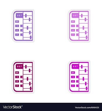 Set of stylish sticker on paper calculator and vector image