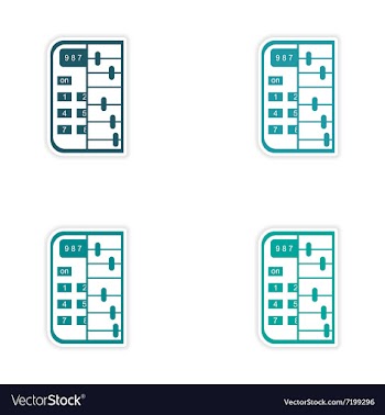 Set of stylish sticker on paper calculator and vector image