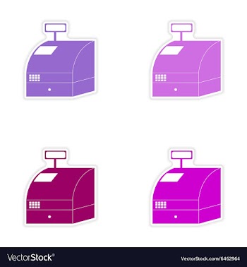 Set of stylish sticker on paper cash register vector image