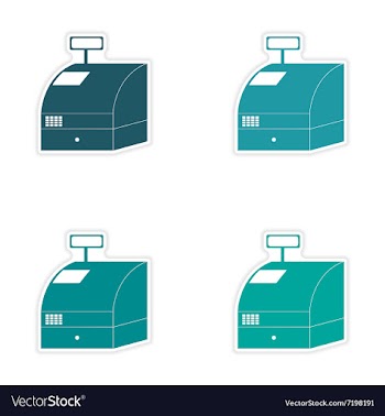 Set of stylish sticker on paper cash register vector image