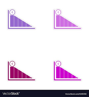 Set of stylish sticker on paper chart and coins vector image