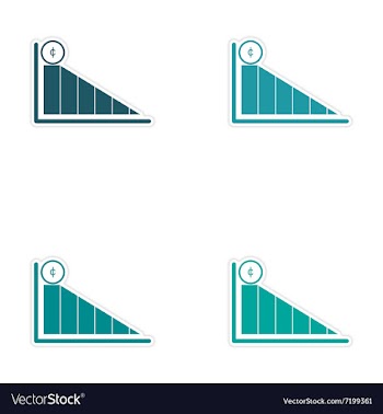 Set of stylish sticker on paper chart and coins vector image