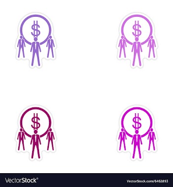 Set of stylish sticker on paper coin and vector image