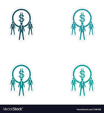 Set of stylish sticker on paper coin and vector image
