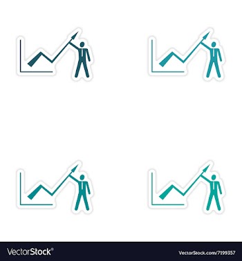 Set of stylish sticker on paper Economic graph and vector image