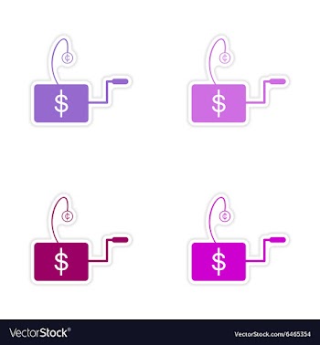Set of stylish sticker on paper Economic icon logo vector image