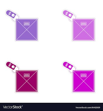 Set of stylish sticker on paper envelope and money vector image