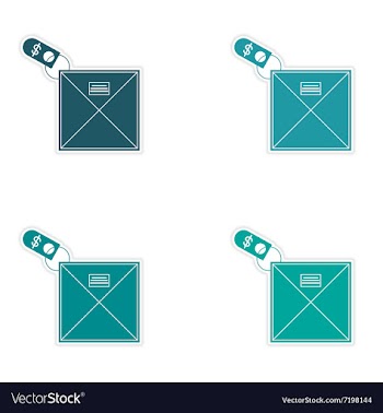 Set of stylish sticker on paper envelope and money vector image