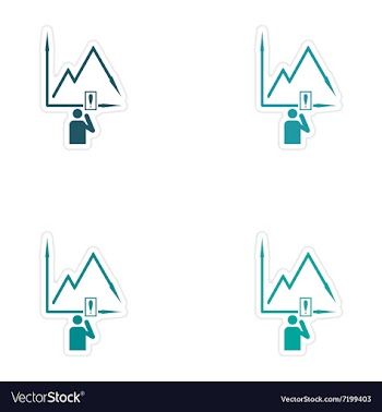 Set of stylish sticker on paper falling graph and vector image