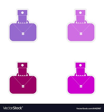 Set of stylish sticker on paper hand holding case vector image
