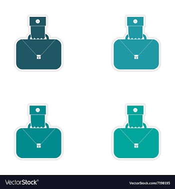 Set of stylish sticker on paper hand holding case vector image