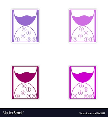 Set of stylish sticker on paper hourglass and vector image