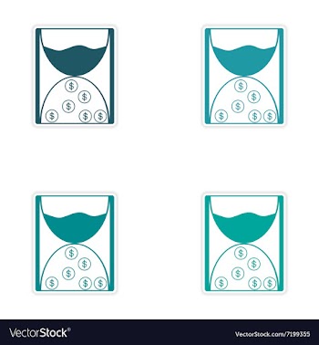 Set of stylish sticker on paper hourglass and vector image