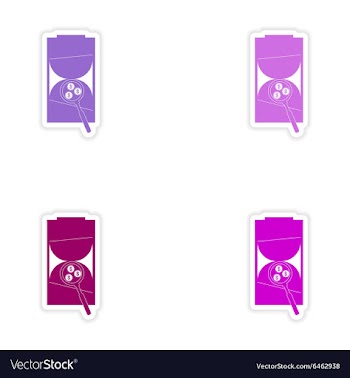 Set of stylish sticker on paper hourglass coins vector image