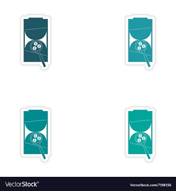 Set of stylish sticker on paper hourglass coins vector image