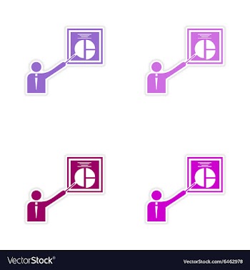 Set of stylish sticker on paper Man and chart vector image