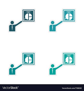 Set of stylish sticker on paper Man and chart vector image