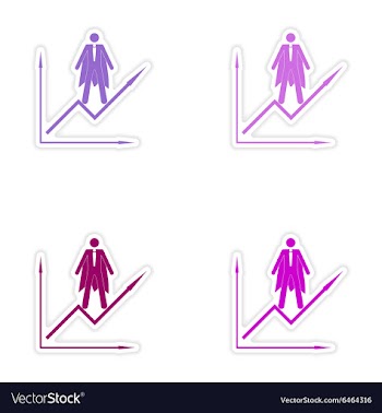 Set of stylish sticker on paper man economic vector image