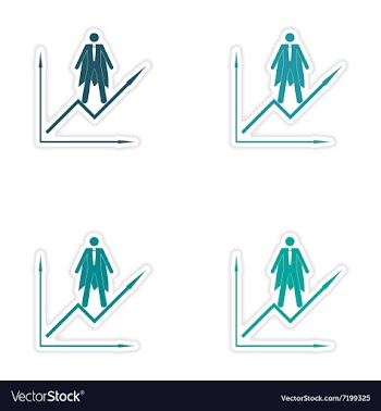 Set of stylish sticker on paper man economic vector image