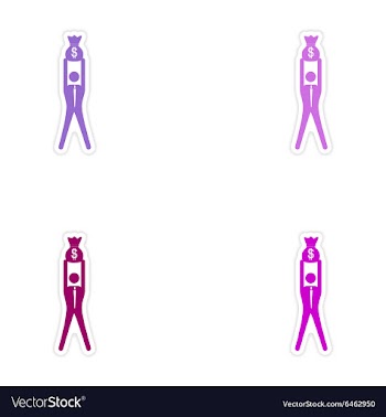 Set of stylish sticker on paper man holding bag vector image
