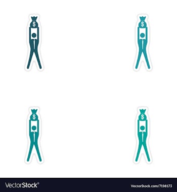 Set of stylish sticker on paper man holding bag vector image