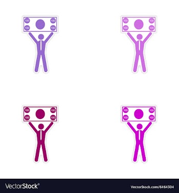 Set of stylish sticker on paper man holding vector image