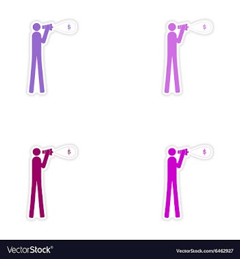 Set of stylish sticker on paper man megaphone vector image