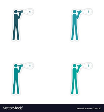 Set of stylish sticker on paper man megaphone vector image