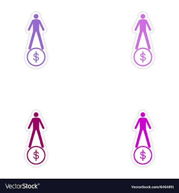 Set of stylish sticker on paper man on coin vector image