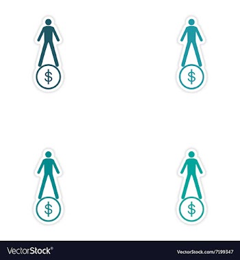 Set of stylish sticker on paper man on coin vector image