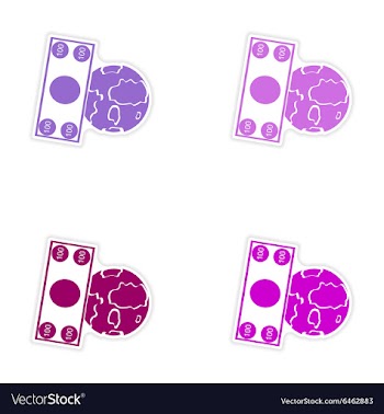 Set of stylish sticker on paper Money and Earth vector image