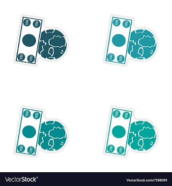 Set of stylish sticker on paper Money and Earth vector image