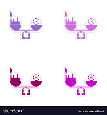 Set of stylish sticker on paper money building vector image