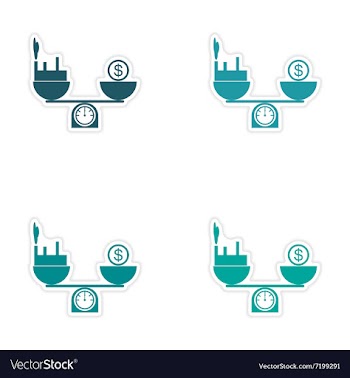 Set of stylish sticker on paper money building vector image