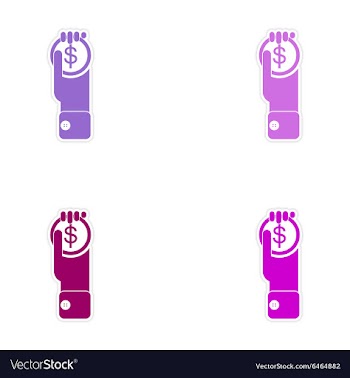 Set of stylish sticker on paper Money in hand vector image
